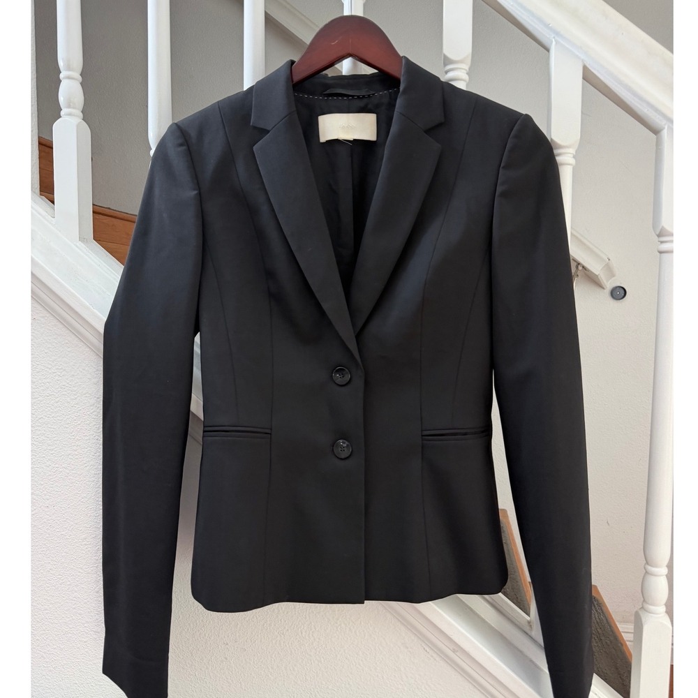 Hugo Boss Womens Black Two Button Tailored Blazer Jacket Professional Suit Coat